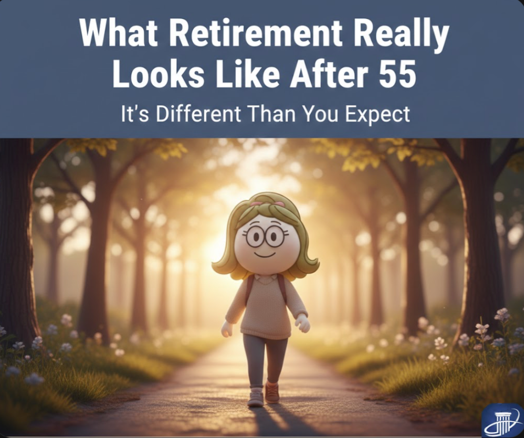 Pinterest pin: What retirement planning really looks like after 55, shifting from savings to income and lifestyle design